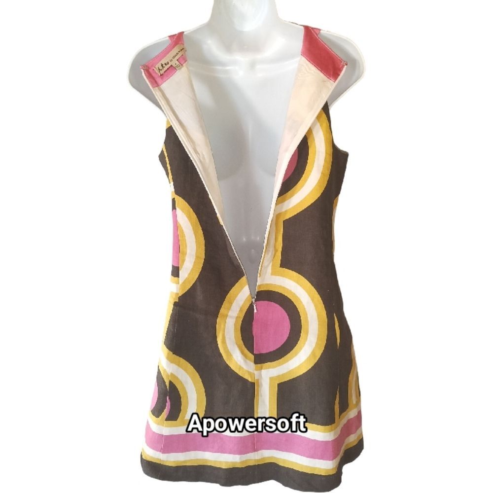 Retro Mod Linen Halter Mini Dress - Picture 7 of 9